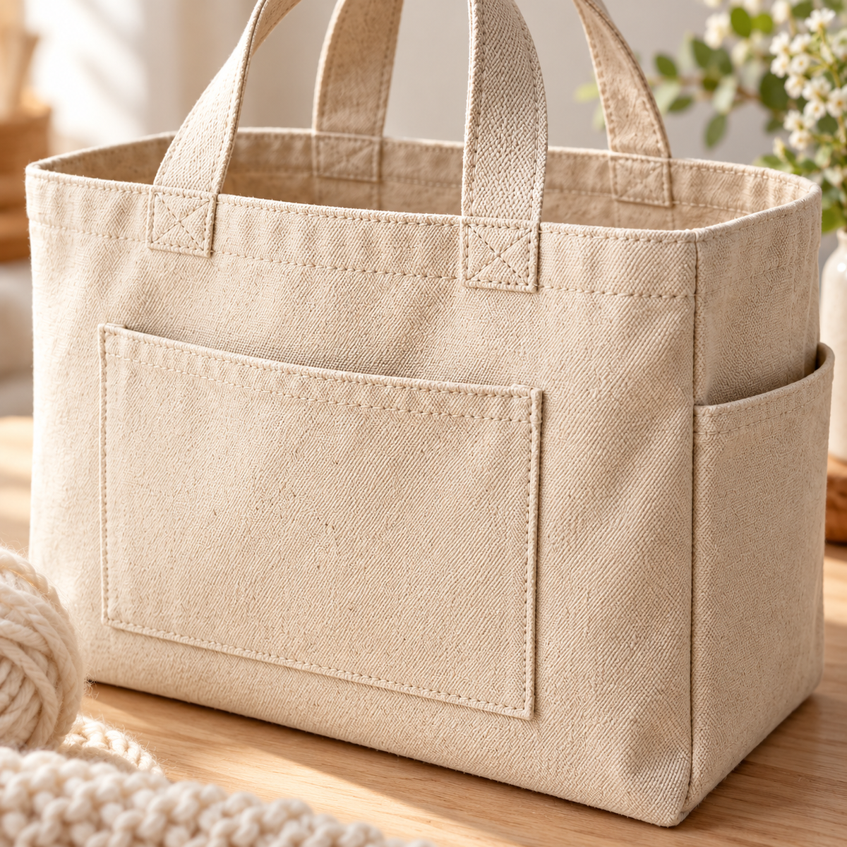 Canvas Yarn Project Bag — construction detail