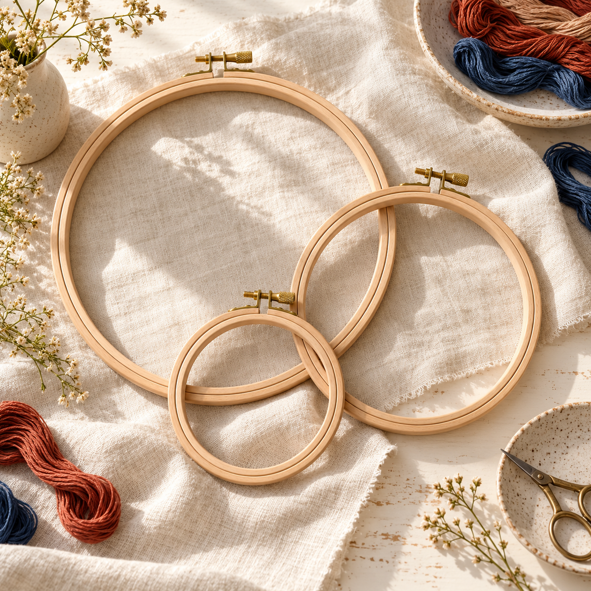 Wooden Embroidery Hoops — Set of 3 — everyday setting