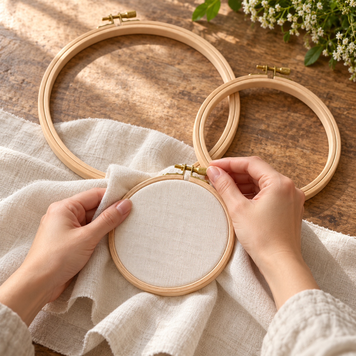 Wooden Embroidery Hoops — Set of 3 — how to use