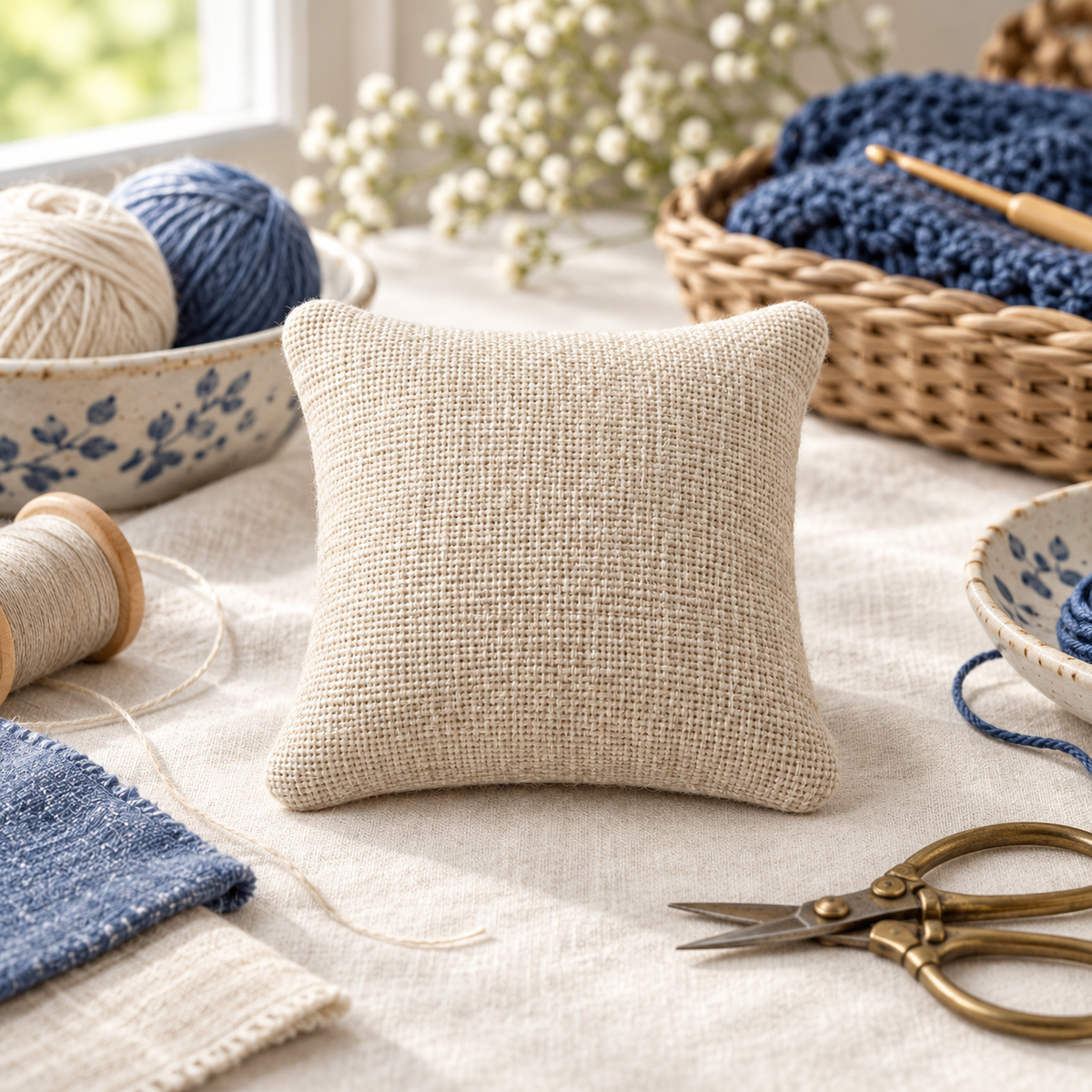 Soft Fabric Pincushion — everyday setting